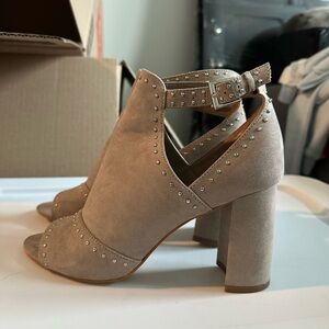 Studded Taupe Block Heel Sandals